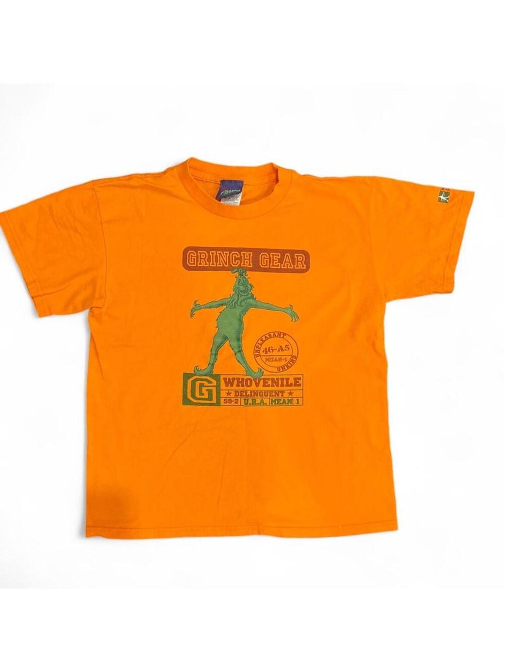 Vintage Y2K 2000 The Grinch Stole Christmas Graphic Tee Orange XL Dr Seuss